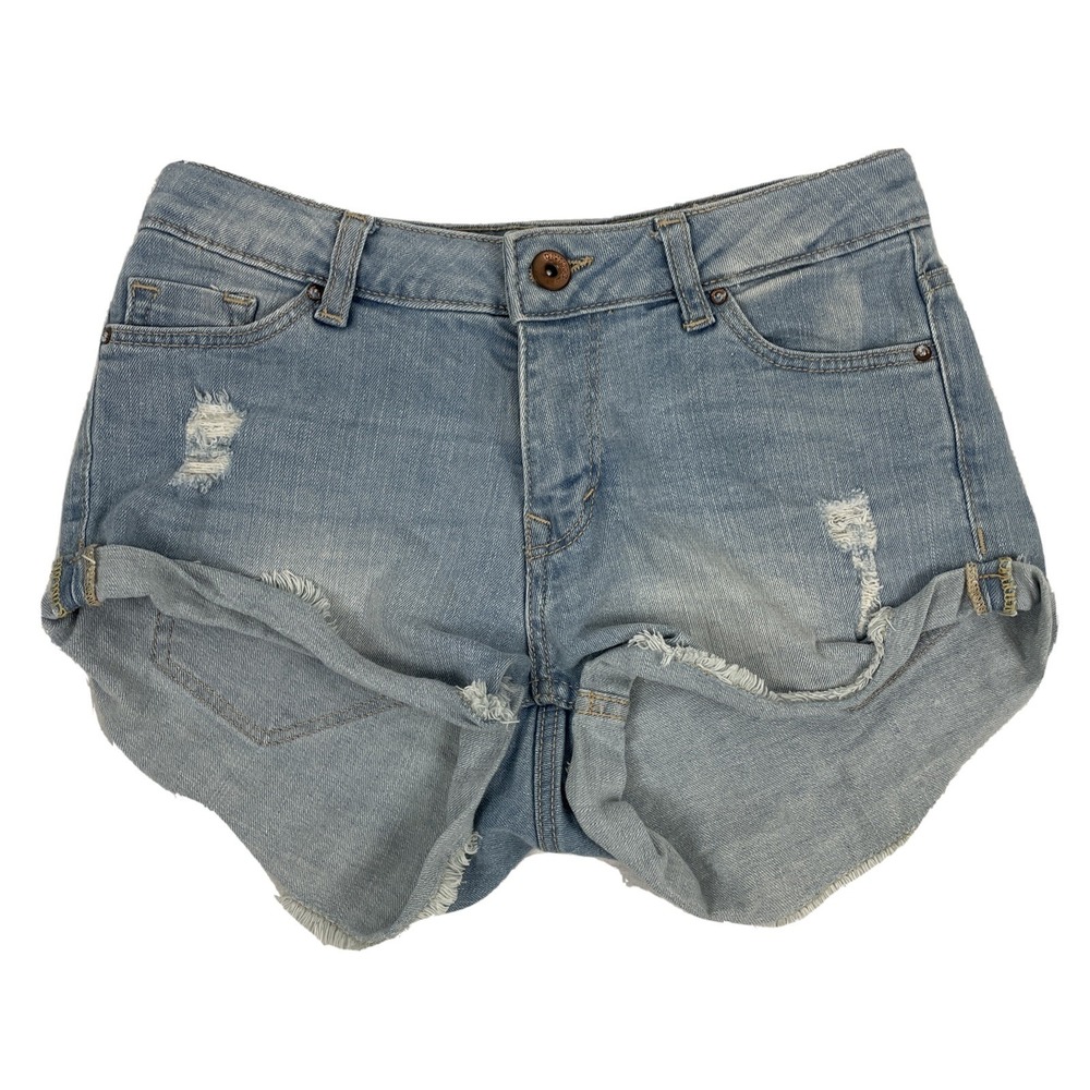 Divided by H&M Denim Blue Jean Shorts Distressed Raw Hem Light Wash Sz 2